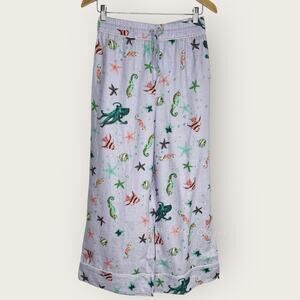 Hill House Linen Skylar Wide Leg Trousers Pant  | Small | Purple  Violet Mermaid